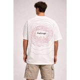 Beruflic Erkek Bisiklet Yaka Baskılı Kısa Kollu Tişört Streetwear Günlük Basic Pamuklu T-Shirt - Beyaz - XL