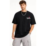 Beruflic Erkek Bisiklet Yaka Baskılı Kısa Kollu Tişört Streetwear Günlük Basic Pamuklu T-Shirt - Siya - Siyah - XL