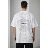 Beruflic Erkek Bisiklet Yaka Baskılı Kısa Kollu Tişört Streetwear Günlük Basic Pamuklu Tshirt - Beyaz - XL