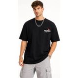 Beruflic Erkek Bisiklet Yaka Baskılı Kısa Kollu Tişört Streetwear Günlük Basic Pamuklu Tshirt - Siyah - 2XL