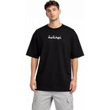 Beruflic Erkek Bisiklet Yaka Baskılı Kısa Kollu Tişört Streetwear Günlük Basic Pamuklu Tshirt - Siyah