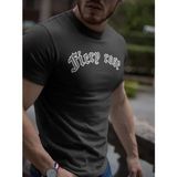 Beruflic Erkek Bisiklet Yaka Baskılı Oversize T-Shirt - Siyah - XL