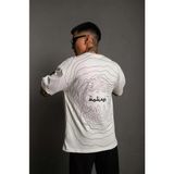 Beruflic Erkek Bisiklet Yakalı Sırt Baskılı Oversize T-Shirt - Beyaz - XL