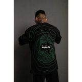 Beruflic Erkek Bisiklet Yakalı Sırt Baskılı Oversize T-Shirt - Siyah