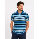 Beruflic Erkek Çizgili Polo Yaka Tişört Kısa Kol Yazlık T-Shirt Regular Fit - Mavi