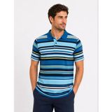 Beruflic Erkek Çizgili Polo Yaka Tişört Kısa Kol Yazlık Tshirt Regular Fit - Mavi