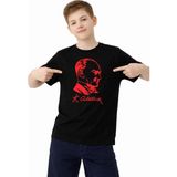 Beruflic Erkek Çocuk Atatürk Baskılı Tişört Kısa Kollu Bisiklet Yaka T-Shirt - Siyah