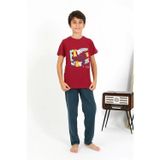 Beruflic Erkek Çocuk Kısa Kol Penye Pijama Takım Bordo