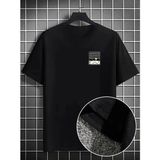 Beruflic Erkek Dağ Grafikli Tişört, Yaz Için Büyük Beden Rahat T-Shirt - Siyah - M