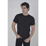 Beruflic Erkek File Cepli Slim Fit T-Shirt - Siyah