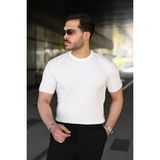 Beruflic Erkek Fitilli Bisiklet Yaka Kısa Kollu Tişört - Beyaz - 2XL