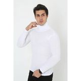 Beruflic Erkek Fitilli Kaşkorse Kumaş Boğazlı Full Likralı Slimfit Body - Beyaz