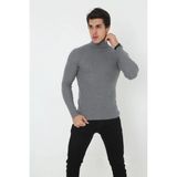 Beruflic Erkek Fitilli Kaşkorse Kumaş Boğazlı Full Likralı Slimfit Body - Füme