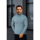 Beruflic Erkek Fitilli Triko Kazak 2li Set Bebek Mavisi Siyah Regular Balıkcı Yaka Tam Boğazlı Triko Seti - Beyaz - Siyah
