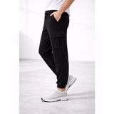 Beruflic Erkek Jogger Eşofman Altı Regular Fit , Kargo Cepli, Lastikli Paça, Günlük Spor Pantolon - Siya - Siyah - --