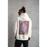 Beruflic Erkek Kilim Desen Kapüşonlu Sweat- Beyaz
