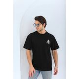 Beruflic Erkek Kısa Kol Baskılı Bisiklet Yaka T-Shirt - Siyah - 2XL