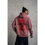 Beruflic Erkek Maske Baskılı Kapüşonlu Sweat - Gül Kurusu - XL - Gül - Kurusu