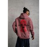 Beruflic Erkek Maske Baskılı Kapüşonlu Sweat - Gül Kurusu - XL