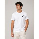 Beruflic Erkek Minimal Geyik Logolu Tişört Bisiklet Yaka Kısa Kol Yazlık T-Shirt - Beyaz - XL