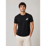 Beruflic Erkek Minimal Geyik Logolu Tişört Bisiklet Yaka Kısa Kol Yazlık T-Shirt - Siyah