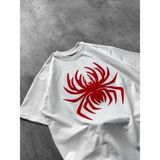 Beruflic Erkek Örümcek Baskılı Tişört Kısa Kollu Bisiklet Yaka T-Shirt - Beyaz
