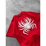 Beruflic Erkek Örümcek Baskılı Tişört Kısa Kollu Bisiklet Yaka Tshirt - Kırmızı - 2XL