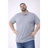 Beruflic Erkek Pike Kumaş Düğmeli Yaka Battal Büyük Beden Günlük Kısa Kol Tişört Tshirt - Gri - 2XL