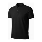 Beruflic Erkek Pike Kumaş Düğmeli Yaka Regular Fit Günlük Kısa Kol Tişört Tshirt - Siyah