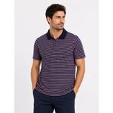 Beruflic Erkek Pike Kumaş Gül Kurusu Çizgili Polo Yaka Tişört Kısa Kol Tshirt - Siyah - 2XL