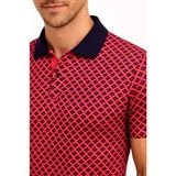 Beruflic Erkek Pike Kumaş Polo Yaka Desenli Tişört Kısa Kol Yazlık T-Shirt - Kırmızı