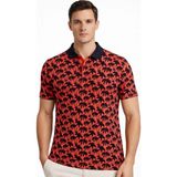 Beruflic Erkek Pike Kumaş Polo Yaka Palmiye Desenli Tişört Kısa Kol Yazlık T-Shirt - Kırmızı - XL