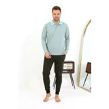 Beruflic Erkek Polo Yaka Uzun Kol Penye Pijama Takımı Su Yeşili