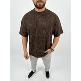 Beruflic Erkek Premium Tişört Osy Yumuşak Dokulu Yıkamalı Oversize T-Shirt - Kahverengi