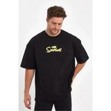 Beruflic Erkek Sırt Baskılı Bisiklet Yaka Oversize T-Shirt - Siyah - XL