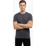 Beruflic Erkek T-Shirt Bisiklet Yaka Slim Fit Dar Kesim Likralı Tişört Günlük Basic Body - Füme - XL