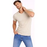 Beruflic Erkek T-Shirt V Yaka Slim Fit Dar Kesim Likralı Tişört Günlük Basic Body - Taş - XL