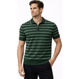 Beruflic Erkek Triko Polo Yaka Fermuarlı Çizgili Tişört Tshirt Yazlık Şık - Yeşil