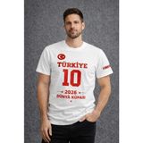 Beruflic Erkek Türkiye Baskılı Tişört 2026 Dünya Kupası Taraftar Forma T-Shirt - Beyaz