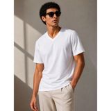 Beruflic Erkek V Yaka Basic Tişört Kısa Kol Yazlık Regular Fit T-Shirt - Beyaz - 2XL