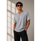 Beruflic Erkek V Yaka Basic Tişört Kısa Kol Yazlık Regular Fit T-Shirt - Gri
