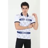 Beruflic Erkek Yakalı Slim Fit Baskılı T-Shirt - Beyaz