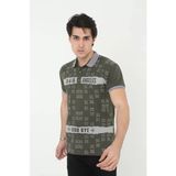 Beruflic Erkek Yakalı Slim Fit Baskılı T-Shirt - Haki