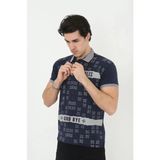 Beruflic Erkek Yakalı Slim Fit Baskılı T-Shirt - Lacivert