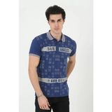 Beruflic Erkek Yakalı Slim Fit Baskılı T-Shirt - Mavi