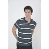 Beruflic Erkek Yakalı Slim Fit Dokuma Çizgili T-Shirt - Haki - XL