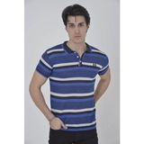Beruflic Erkek Yakalı Slim Fit Dokuma Çizgili T-Shirt - Mavi