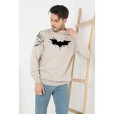 Beruflic Erkek Yarım Bağazlı Kazak Baskılı Dokuma Triko - Bej - 2XL