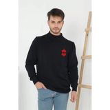 Beruflic Erkek Yarım Bağazlı Kazak Baskılı Dokuma Triko - Lacivert - XL