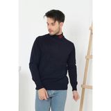 Beruflic Erkek Yarım Bağazlı Kazak Öpücük Baskılı Dokuma Triko - Lacivert - 2XL